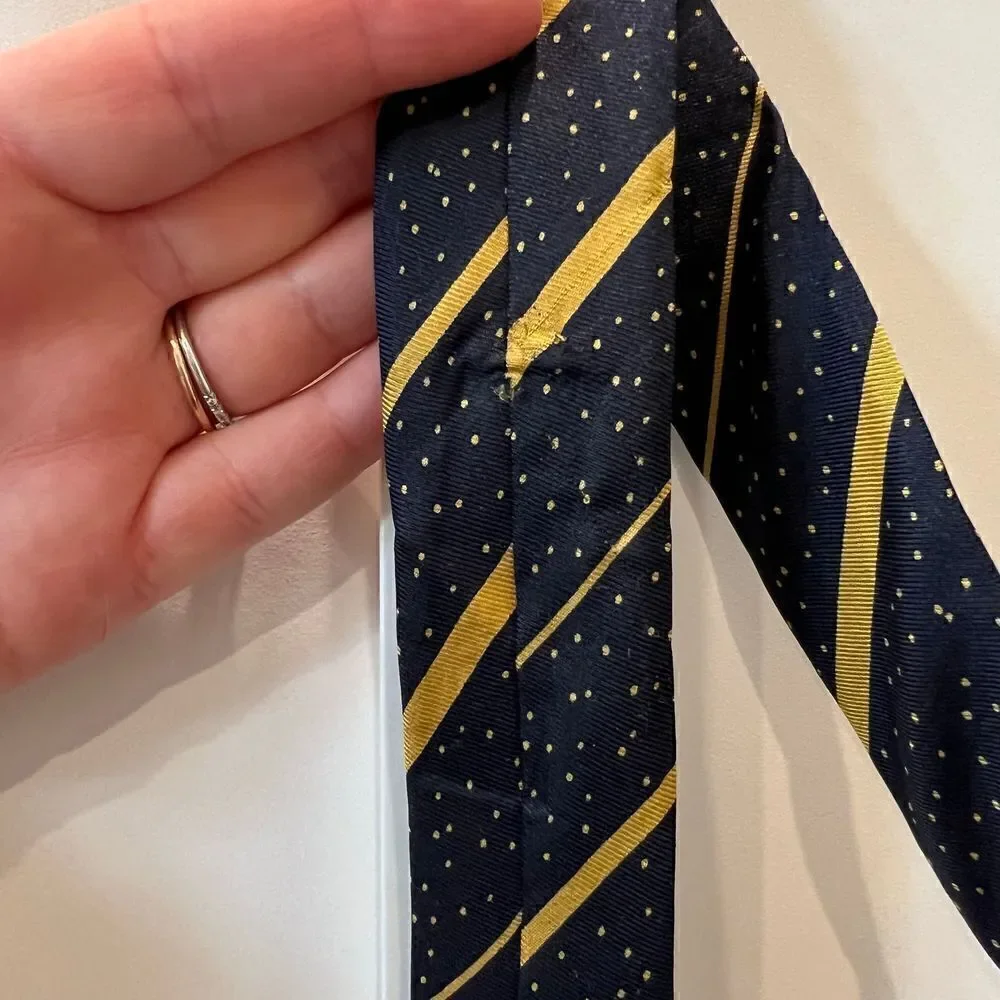 Yves Saint Laurent Vintage Silk Navy Gold Night Sky Neck Tie